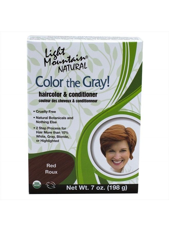 Light Mountain Light Mountain Henna Hair Color & Conditioner, Color the Gray - Red Hair Dye for Men/Women, 2-Step Chemical-Free, Semi-Permanent Hair Color for White, Gray, and Blonde Hair, 7 Oz (Pack of 2)  - Image 1