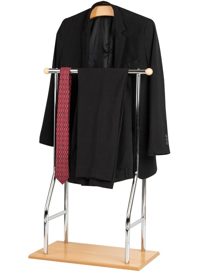 Mind Reader Valet Stand, Clothes Rack, Clothing Organizer, Jacket Hanger, Metal, Wood, Silver  - Image 4