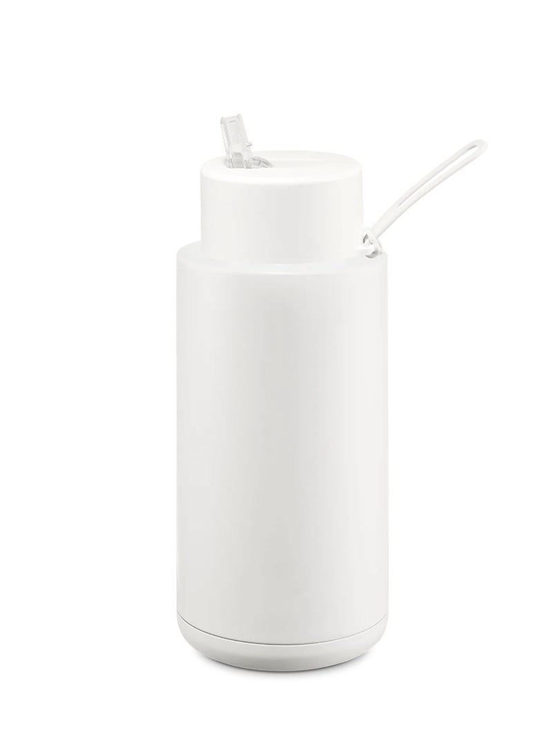 زد Large capacity 304 stainless steel thermos cup outdoor portable straw water 1L white 