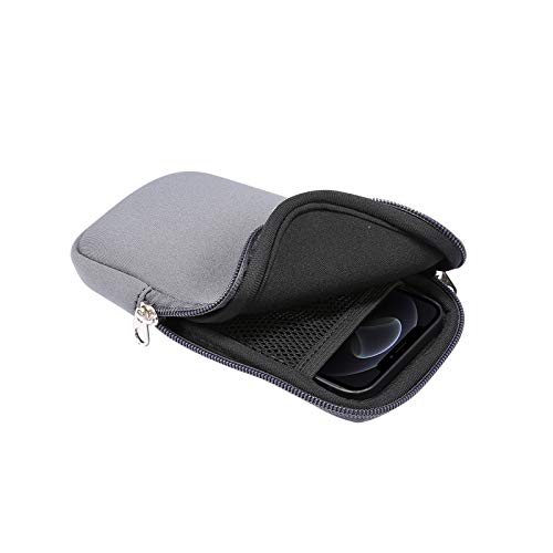 Jlyifan Neoprene Cell Phone Sleeve, Zip Wallet Pouch with Neck Strap for iPhone 17, 16, 16e, 15 15 Pro 14 14 Pro 13 12 Mini iPhone SE 3rd Gen iPhone X XS LG Aristo 5 4 3 (Gray) - Image 3