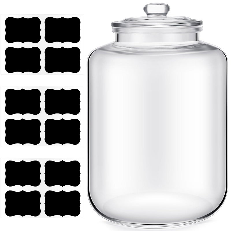 Yaomiao 4 Gallon Glass Jar with Lid Large Cookie Jar with Big Opening Airtight Food Storage Canister Canning Jars for Flour Sugar Dog Treats Pasta Candy Glass Containers with Lids for Kitchen Pantry