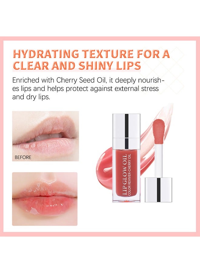 ibcccndc Lip Glow Oil，Cherry Oil Inused，Color-Awakeing Nourishing Glossy Lip Oil，Hydrating Texture For a Clear and Shiny Lips （#Rosewood） - Image 4
