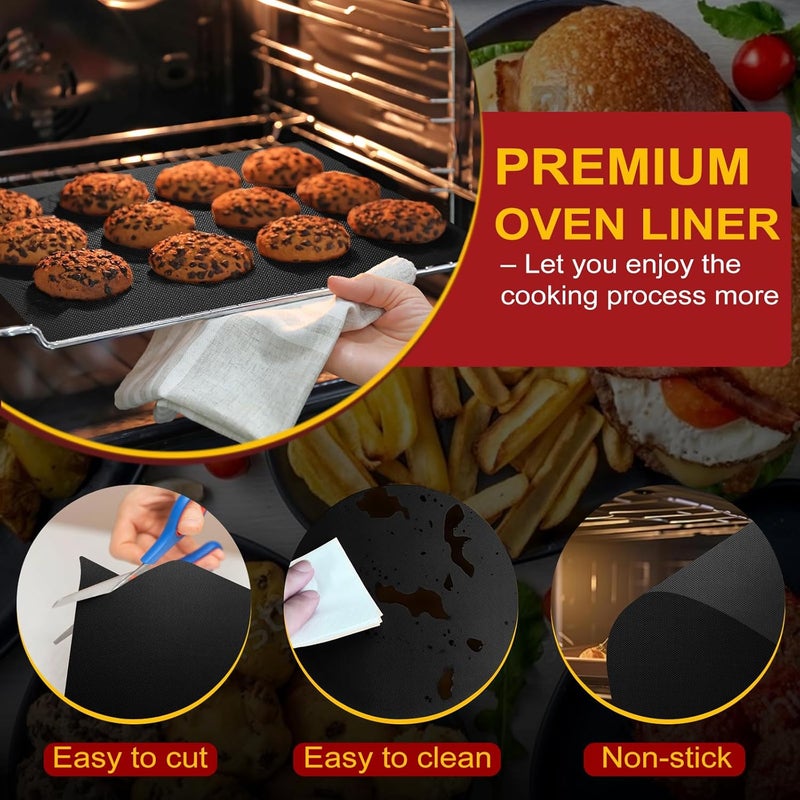 AZ 2 Pack Oven Liners for Bottom of Oven, 17"x25" Heavy Duty Non-Stick Oven Liner Mat, Reusable Heat Resistant Grill & Baking Mat, BPA/PFOA Free Roaster Liners, Fits Electric, Gas, Toaster Ovens (Black) - Image 5