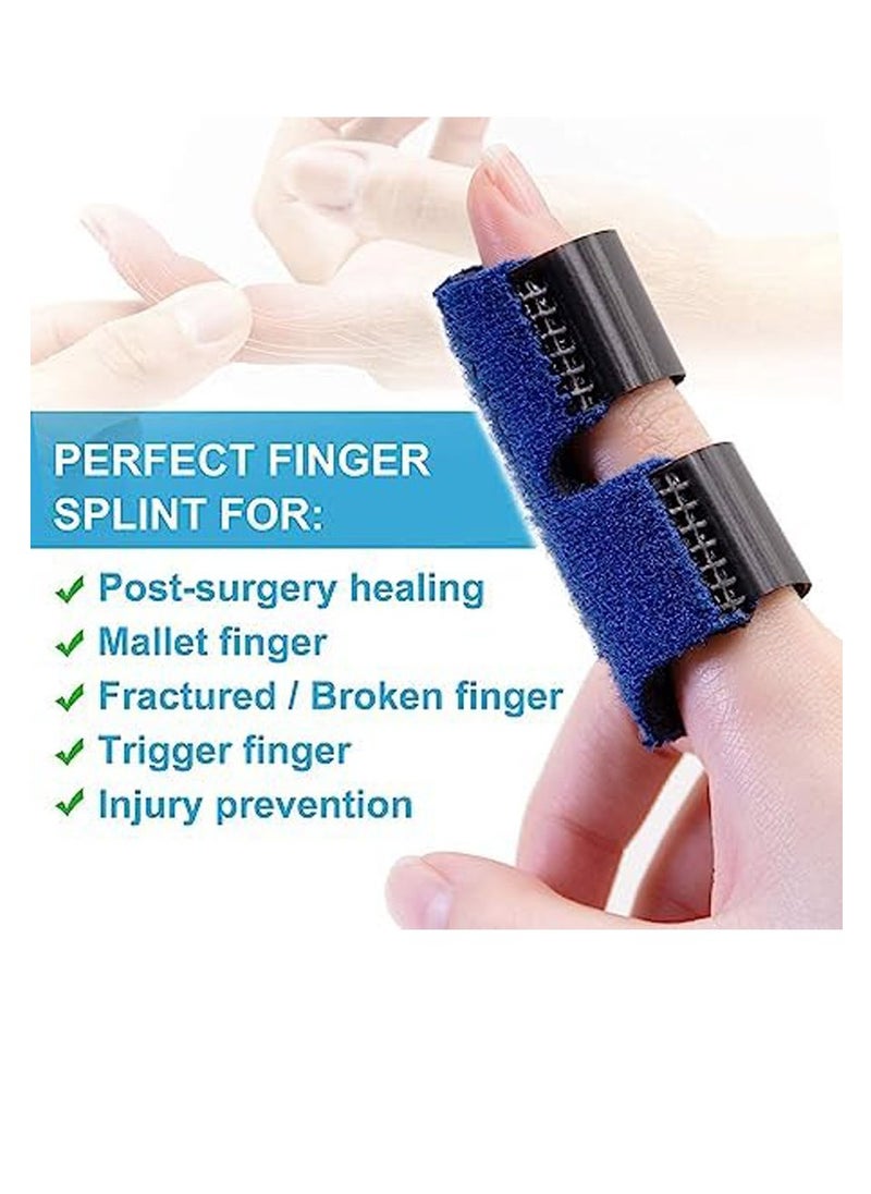 Premify Trigger Finger Splints, Broken Fingers Protector with Nylon Sleeves for Arthritis Relief (Blue)  - Image 2