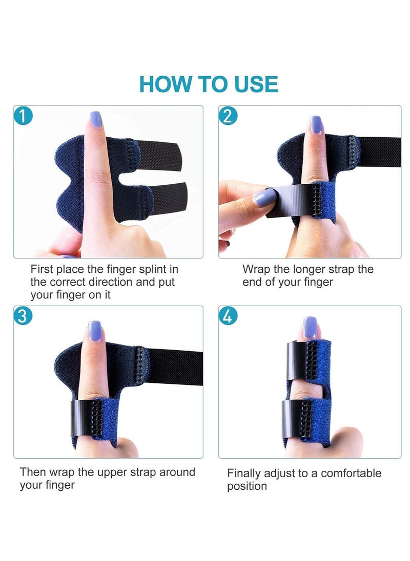 Premify Trigger Finger Splints, Broken Fingers Protector with Nylon Sleeves for Arthritis Relief (Blue)  - Image 4