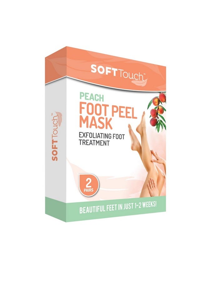 Soft Touch Foot Peel Mask - Pack Of 2 Feet Peeling Masks For Dry, Cracked Heels & Calluses - Exfoliating Foot Mask Peel For Baby Soft Skin, Peach  - Image 1