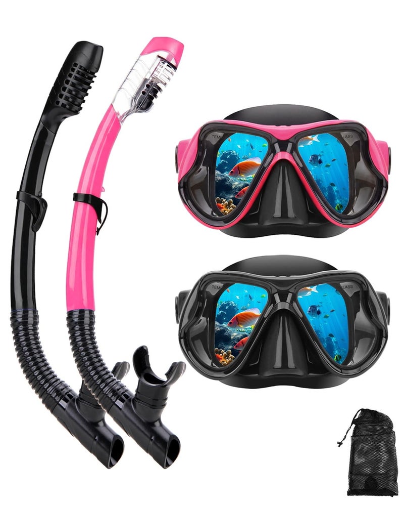 DIPUKI Snorkeling Gear for Adults, Dry-Top Snorkel Mask Set, Anti-Fog Scuba Diving Snorkle mask Set Adult Youth, Panoramic Wide View Dive mask, Adjustable Swimming Diving Snorkeling Packages - Image 1