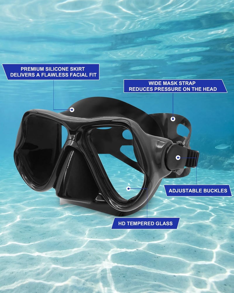DIPUKI Snorkeling Gear for Adults, Dry-Top Snorkel Mask Set, Anti-Fog Scuba Diving Snorkle mask Set Adult Youth, Panoramic Wide View Dive mask, Adjustable Swimming Diving Snorkeling Packages - Image 4