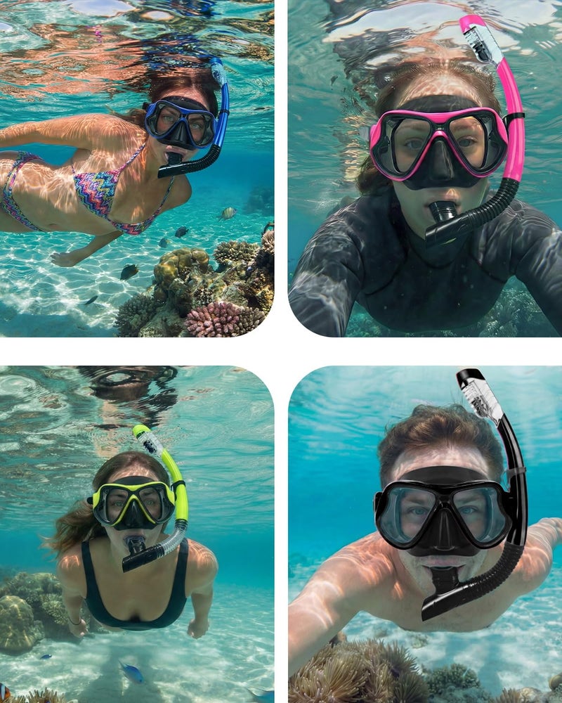 DIPUKI Snorkeling Gear for Adults, Dry-Top Snorkel Mask Set, Anti-Fog Scuba Diving Snorkle mask Set Adult Youth, Panoramic Wide View Dive mask, Adjustable Swimming Diving Snorkeling Packages - Image 2