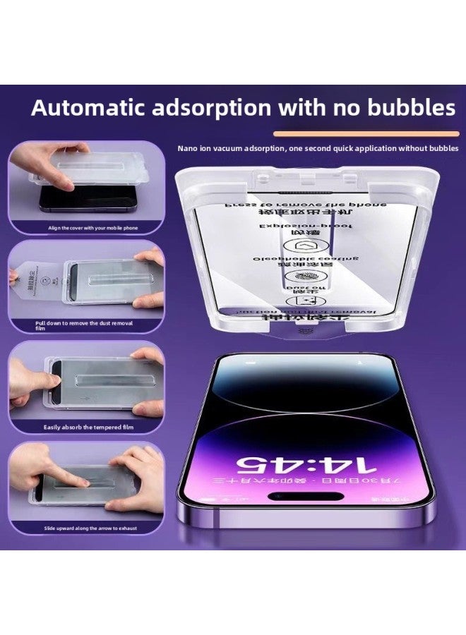 Suitable For Iphone16pro Seconds Sticking Hard Box Tempered Film For Iphone 16max Dust-free Silo Anti-peep 15plus Film-Color:For Iphone 12promax【6.7】-Size:Hd-dust Removal Second Film  - Image 3
