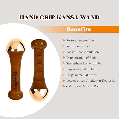 Flavoma Traditional Kansa Wand Massage Tool (4.5 cm Bronze) | Teak Wooden Handle With Small Bronze Metal Dome, Natural Brown | Massage for Back, Neck, Shoulders & Legs - Image 5