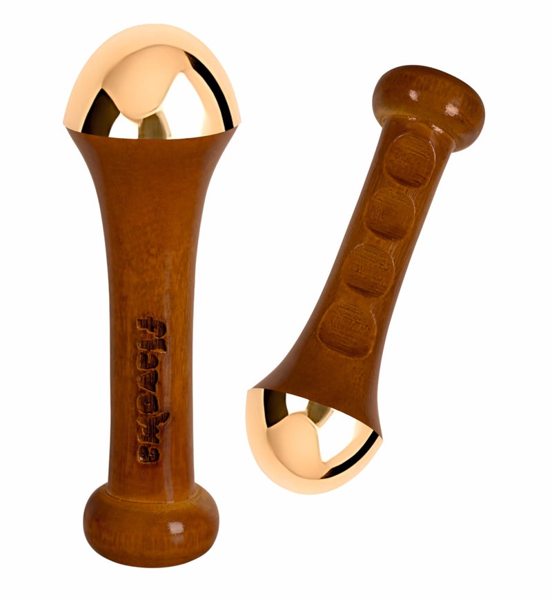 Flavoma Traditional Kansa Wand Massage Tool (4.5 cm Bronze) | Teak Wooden Handle With Small Bronze Metal Dome, Natural Brown | Massage for Back, Neck, Shoulders & Legs - Image 1