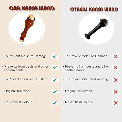 Flavoma Traditional Kansa Wand Massage Tool (4.5 cm Bronze) | Teak Wooden Handle With Small Bronze Metal Dome, Natural Brown | Massage for Back, Neck, Shoulders & Legs - Image 3
