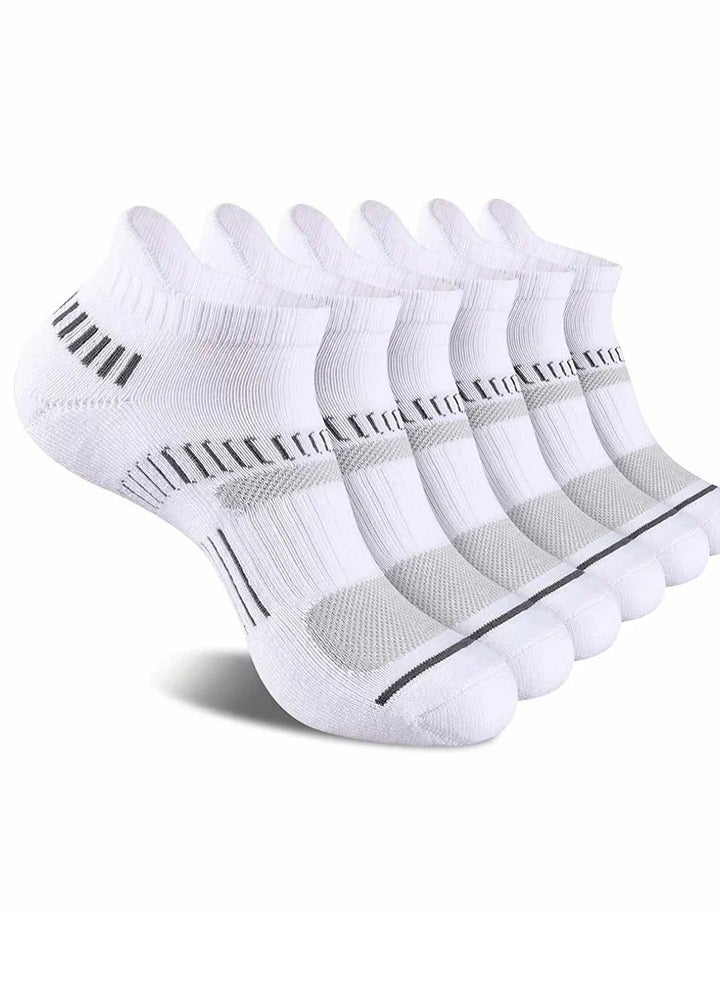 Mens Ankle Socks，Low Cut Athletic Tab Socks for Men Sport Comfort Cushion Athletic Cushioned Breathable Low Cut Tab (6 Pairs，White） - Image 1