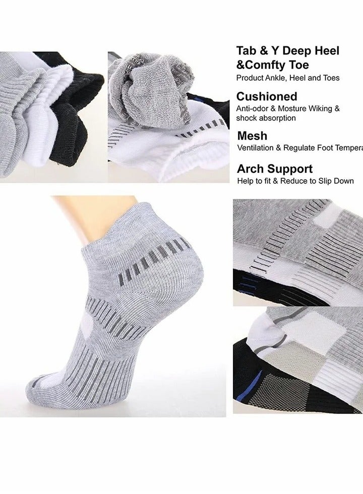 Mens Ankle Socks，Low Cut Athletic Tab Socks for Men Sport Comfort Cushion Athletic Cushioned Breathable Low Cut Tab (6 Pairs，White） - Image 2