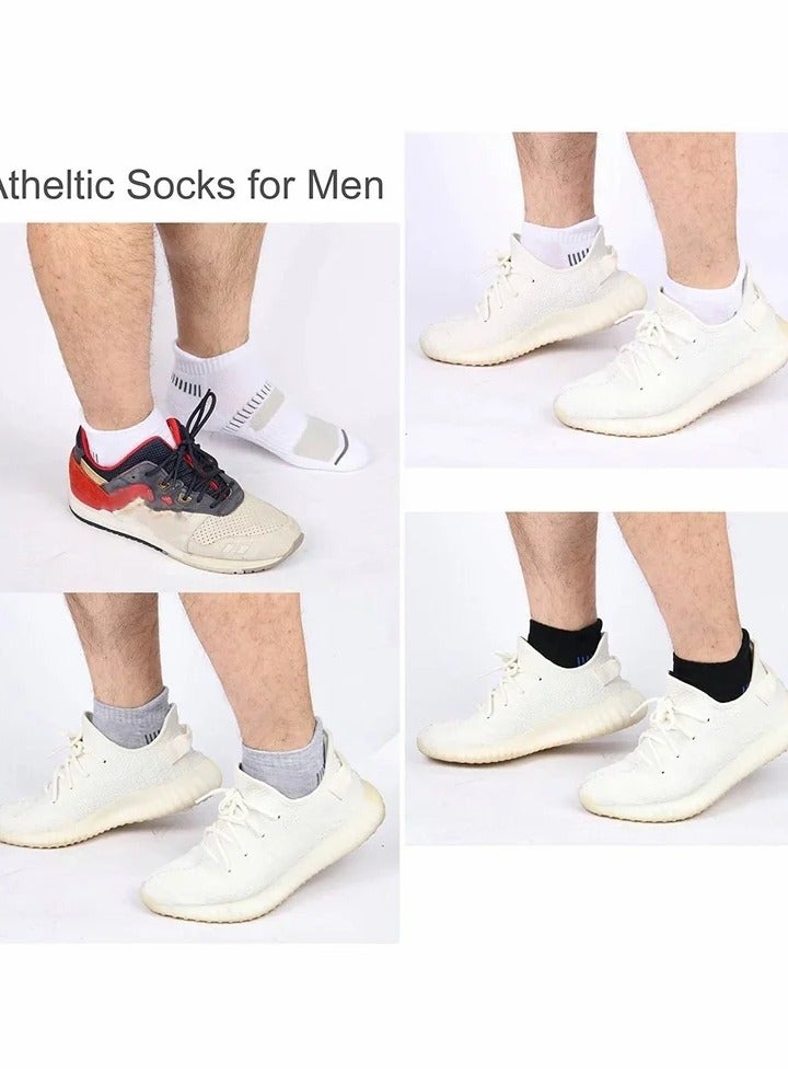 Mens Ankle Socks，Low Cut Athletic Tab Socks for Men Sport Comfort Cushion Athletic Cushioned Breathable Low Cut Tab (6 Pairs，White） - Image 3