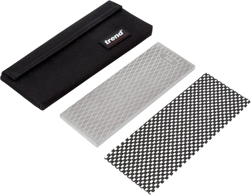 Trend New Diamond Sharpening Stone Kit, 8 x 3 Inch Double Sided (300/1000 Grit) Bench Stone with Pouch, Cleaning Block & Non-Slip Mat, DWS/CP8/FC/A - Image 2