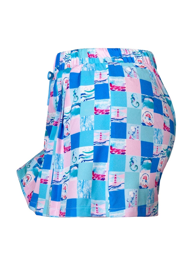 Anemoss Women’s Skort with Elastic Waist, Drawstring Fit, Marine Theme, Lightweight Stretchable Fabric Mini Skirt, Ideal Women Shorts for Summer, Made in Turkey - Image 3