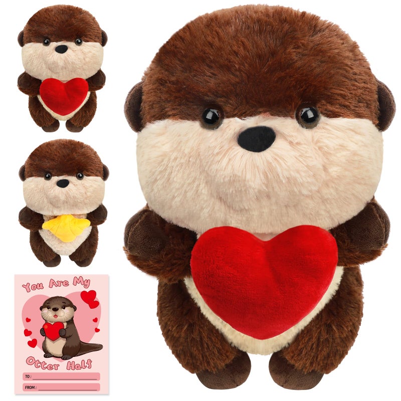 Entallor Valentine Day Sea Otter Stuffed Animal Plushie with Heart Shell Plush Replaceable Accessories Gift for Girlfriend Boyfriend Mom Kids Cute Stuffed Animal Plushie 984 Inches - Image 3