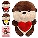 Entallor Valentine Day Sea Otter Stuffed Animal Plushie with Heart Shell Plush Replaceable Accessories Gift for Girlfriend Boyfriend Mom Kids Cute Stuffed Animal Plushie 984 Inches - Image 2