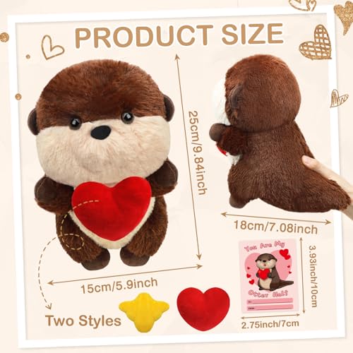 Entallor Valentine Day Sea Otter Stuffed Animal Plushie with Heart Shell Plush Replaceable Accessories Gift for Girlfriend Boyfriend Mom Kids Cute Stuffed Animal Plushie 984 Inches - Image 5
