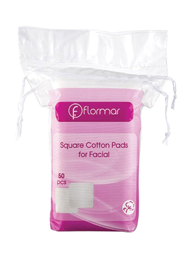 flormar 50-Piece Square Facial Cotton Pads White - Image 1