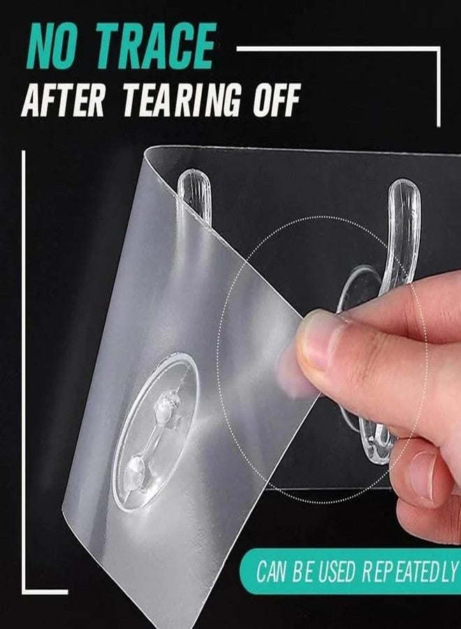 NEXIS Hooks for Wall Without Drilling | 6-Hook Strip, 1 Pack | Strong Adhesive Hook Rail for Kitchen & Bathroom | (Transparent 6 Hook, 1 Pack) - Image 5