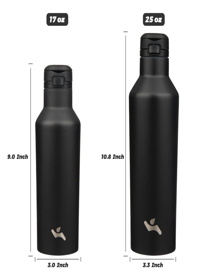 Konokyo Insulated Water Bottle with Straw,25 OZ Double Wall Vacuum Stainless Steel Water Flask with 2 Lids,Black - Image 5