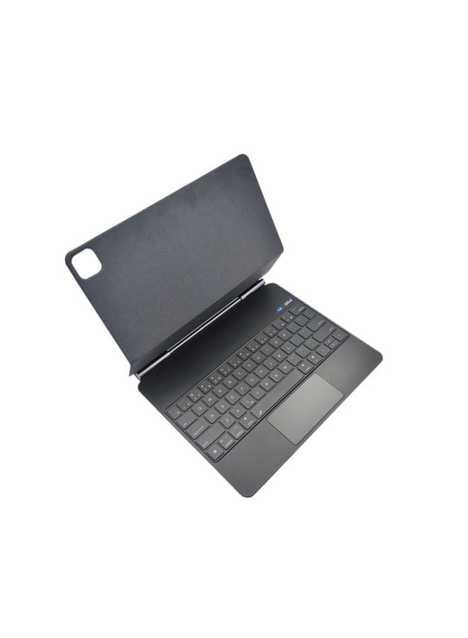 Suitable For IPadpro12.9 Inch Five-point Touch Air4/5/6 Bluetooth Digital Display Magnetic Suspension Wonderful Control Keyboard-Color:White Digital Display/five-point Touch/colorful Backlight (2022 10 Generation 10.9 Inch)