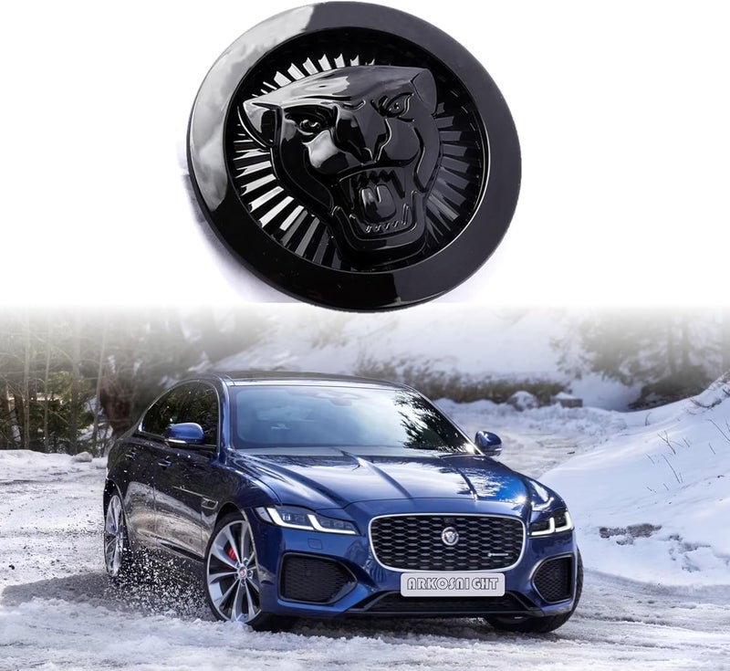 ARKOSKNIGHT شعار متوافق مع Jagvar XE XF XJ F-TYPE F-PACE شعار الشبكة الأمامية المركزية 3.38 بوصة شعار سيارة نمر إكسسوارات Jagvar (الشعار الأمامي أسود) ألوان شائعة بالسوق - Image 1