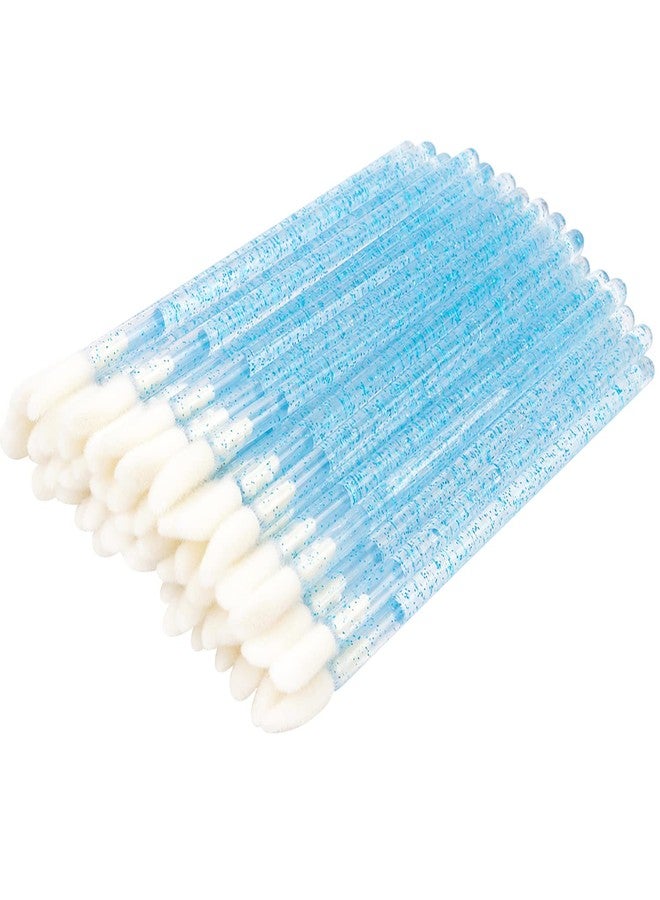 MyAoKuE-UP 300 PCS Lip Brushes Disposable Lip Gloss Wands Lipstick Applicator Makeup Tool, Crystal Blue Handle - Image 1