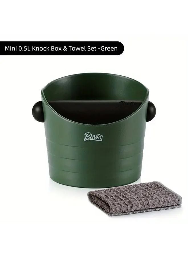 Green Coffee Knock Box Set 2PCS 0 5L Slag Bucket With Absorbent Towel For Espresso - Image 1