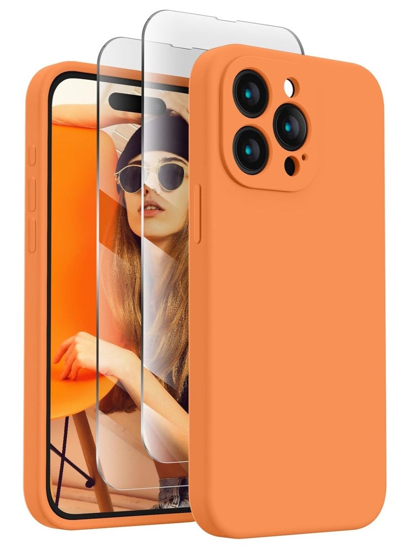 Raxoom Designed for iPhone 15 Pro Max Case, Silicone Upgraded [Camera Protection] for iPhone 15 ProMax Case with [2 Screen Protectors], Anti-Scratch Microfiber Lining, 6.7 inch, Kumquat - Image 1