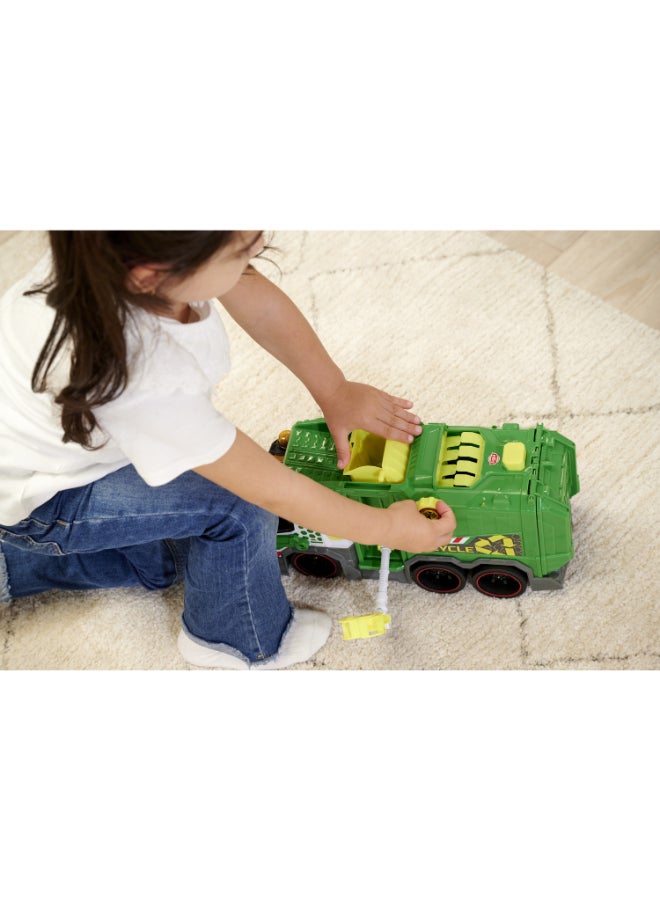 Dickie Item 203307001-Dickie Toys - Toy Garbage Truck with Many Functions (39 cm) - Large Toy Car for Children from 3 Years with Motorised Lifting Function, Grab Arm, Wheelie Bin, Light & Sound and Much More. Years 3+ - Image 2
