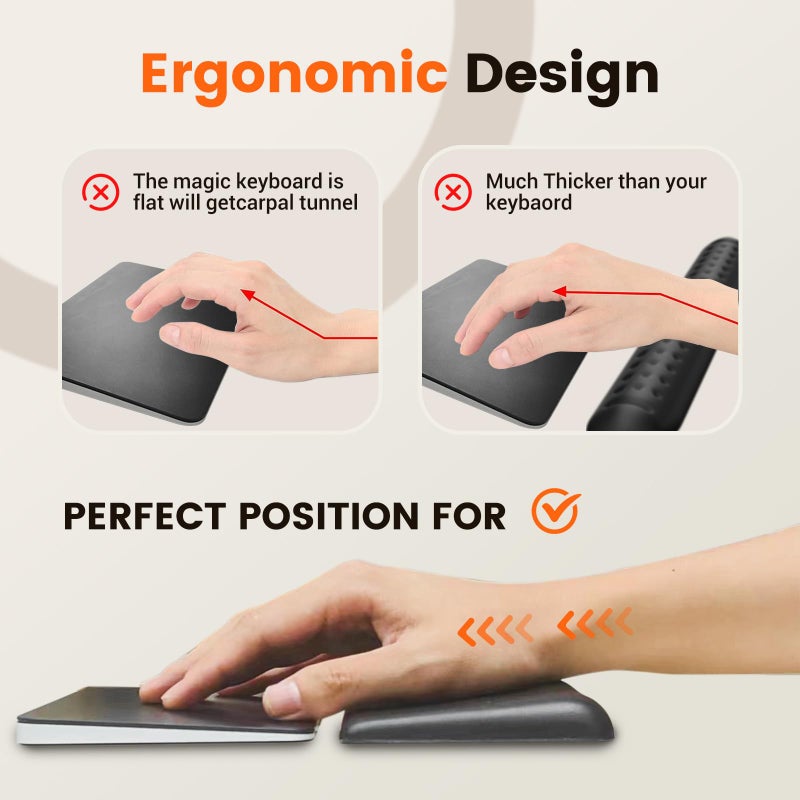 HONKID Low Profile Mouse Wrist Rest for Slim Mouse Wrist Pad for Magic Trackpad, Made of Cool Gel and Non-Slip Rubber Base, Easy Typing and Relieve Wrist Pain, Black - Image 2