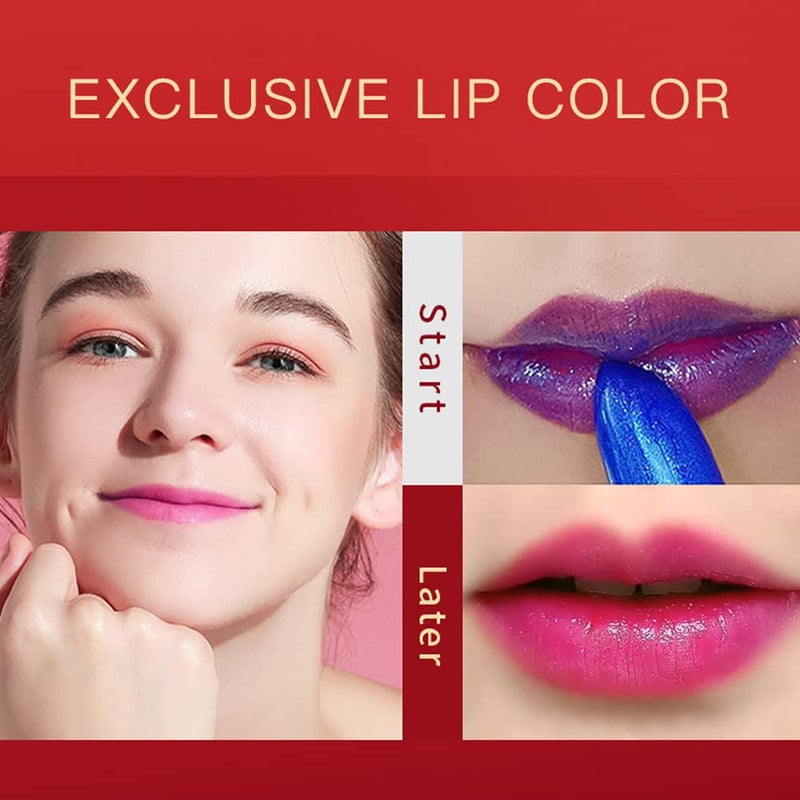 YANQINA 2 Pcs Magic Black Blue Lipstick Set, Shimmer Color Changing Lipstick(Blue Changed into Pink,Black Change into Brick Red),Natural Moisturizing Lip Balm Labiales Magicos Nutritious Lazy Lipstick - Image 3