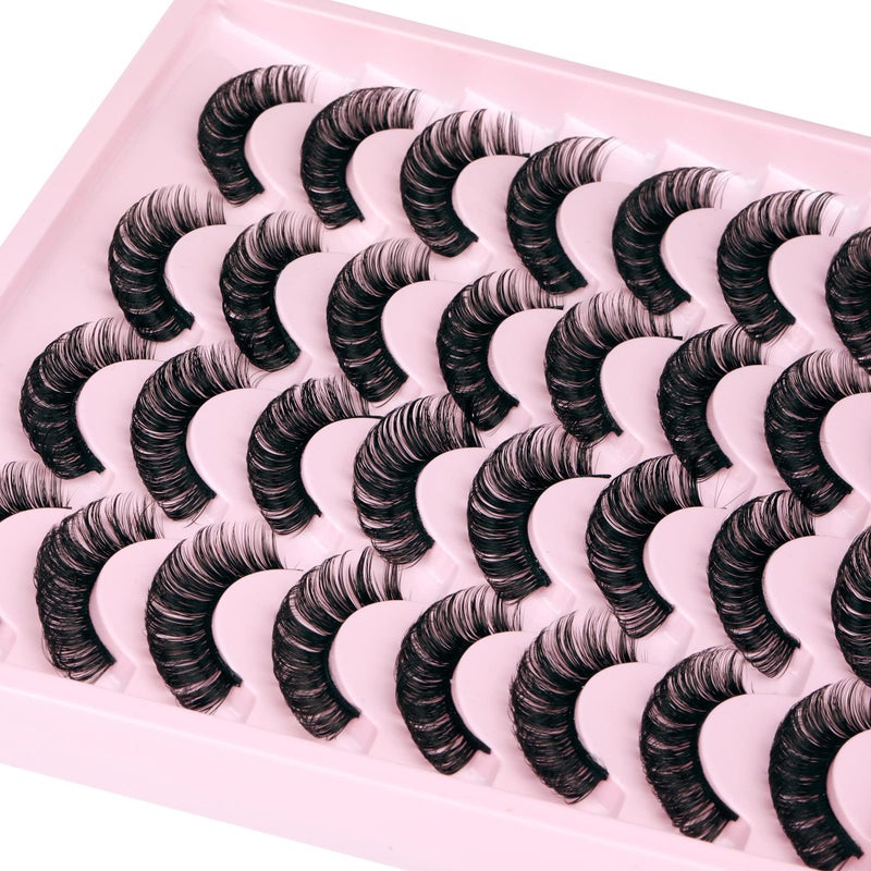 JIMIRE Russian Strip Volume Eyelashes DD Curl Wispy Fluffy False Eyelashes Look Like Lash Extensions Natural Lashes Pack 16 Pairs - Image 3