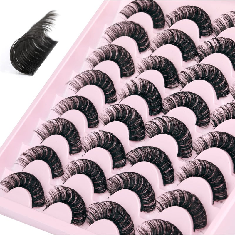 JIMIRE Russian Strip Volume Eyelashes DD Curl Wispy Fluffy False Eyelashes Look Like Lash Extensions Natural Lashes Pack 16 Pairs - Image 1