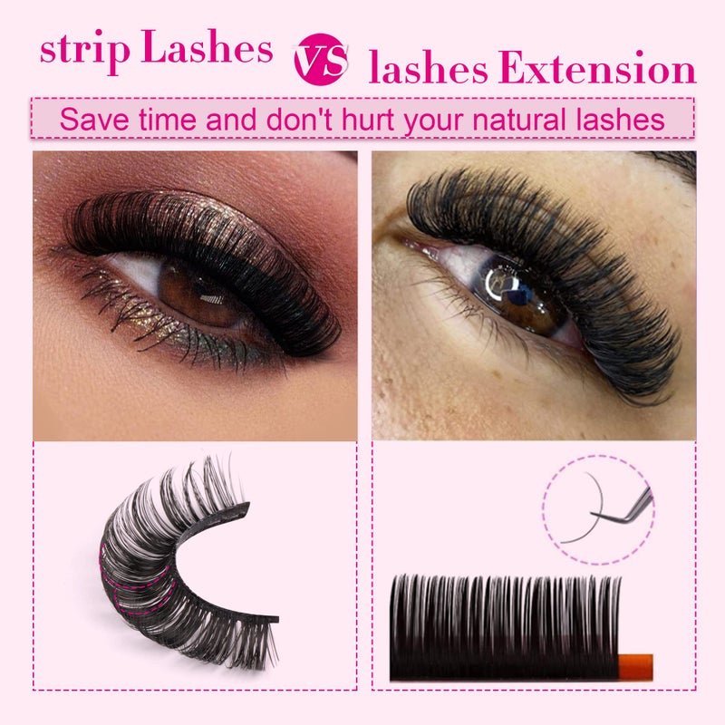 JIMIRE Russian Strip Volume Eyelashes DD Curl Wispy Fluffy False Eyelashes Look Like Lash Extensions Natural Lashes Pack 16 Pairs - Image 2