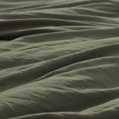 WRENSONGE Full Size Comforter Sets - 3 Pieces Olive Green Comforter Prewashed Soft Lightweight for All Seasons, Fluffy Down Alternative Comforter Full Size with 2 Pillow Shams - Image 5