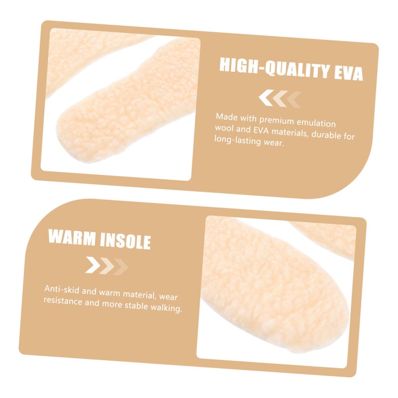 2 Pairs Soft Warm Imitation Lamb Hair Insoles For School Sports Shoes Boys Girls - Image 3