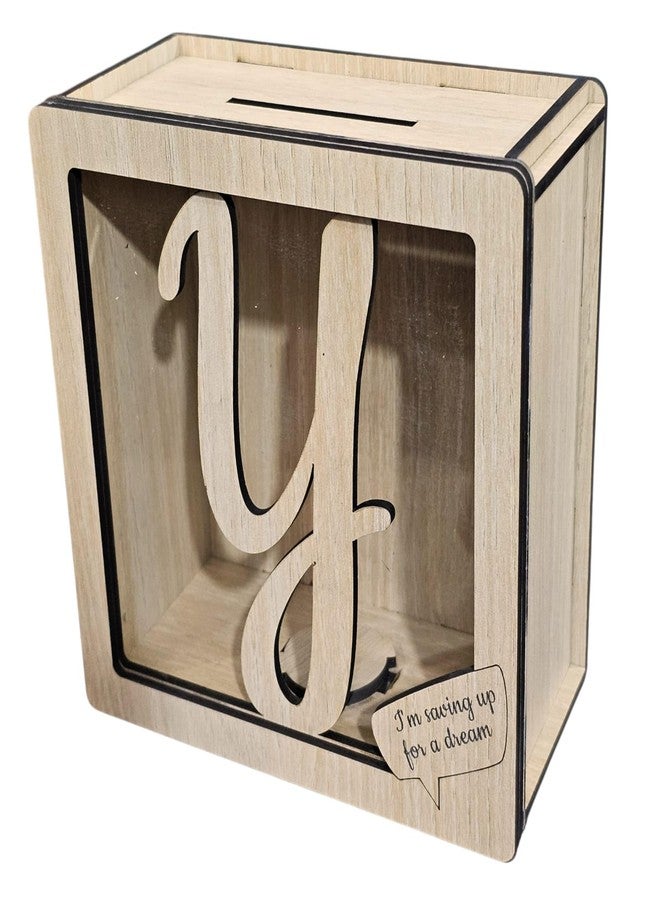 LACUM® Letter Piggy Bank - Custom Wooden Money Bank for Kids & Adults - Sunmica Coated Engineering Wood with Transparent Acrylic Front - Unique Gifts (Letter Y) - Image 1