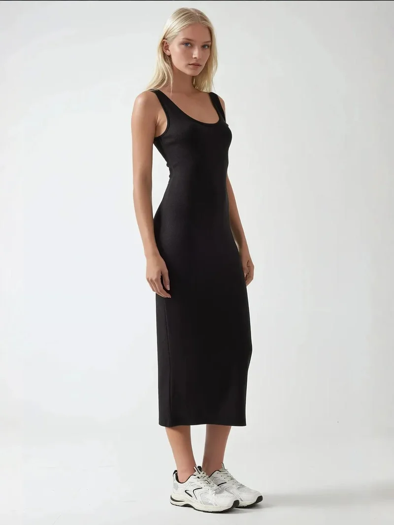 زوبعة فستان ميدي ناعم بلمسة أساسية