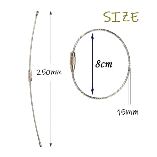 Gozaqe 10Pcs Wire Keychain Stainless Steel Keychains,25Cm*1.5Mm,Cable Key Chain,Wire Rope Keychain for Home,Suitable for Hiking, Hanging Luggage Tags, Keys and ID Tag - Image 3