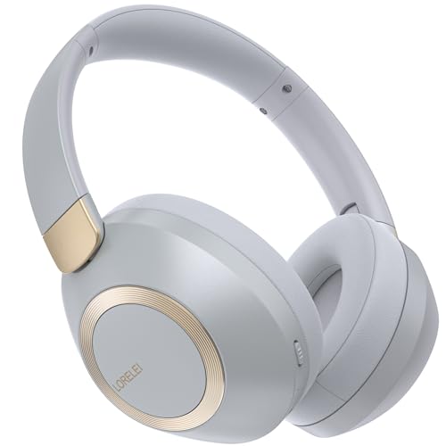 LORELEI B-C6 Wireless Over Ear Headphones, 50H Playtime Foldable Lightweight Bluetooth Headsets, Deep Bass, Built-in Microphone, Memory Foam Earmuff, for Travel, Home Office (Smoke Gray) - Image 1