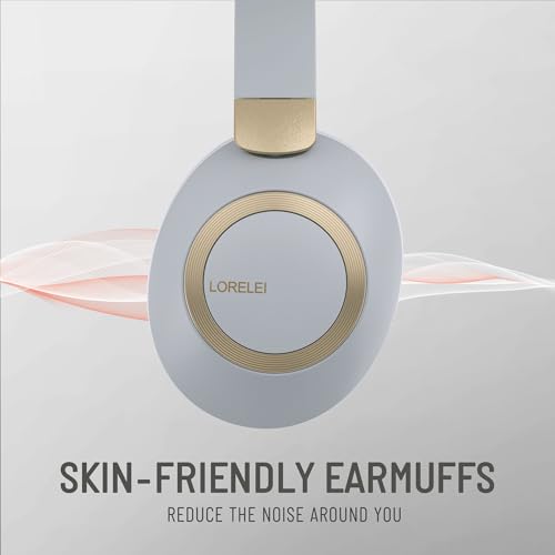 LORELEI B-C6 Wireless Over Ear Headphones, 50H Playtime Foldable Lightweight Bluetooth Headsets, Deep Bass, Built-in Microphone, Memory Foam Earmuff, for Travel, Home Office (Smoke Gray) - Image 4