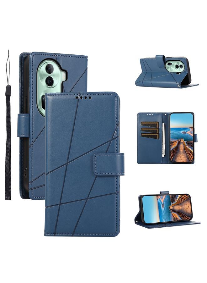 S-TOP Case For OPPO Reno11 PU Genuine Leather Texture Embossed Line Phone Case - Image 1