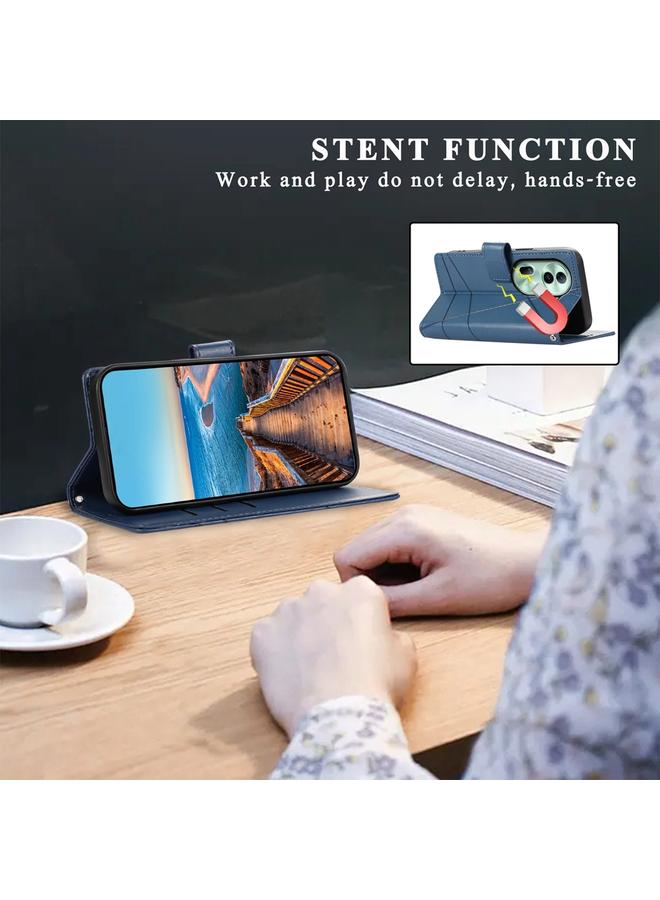 S-TOP Case For OPPO Reno11 PU Genuine Leather Texture Embossed Line Phone Case - Image 5