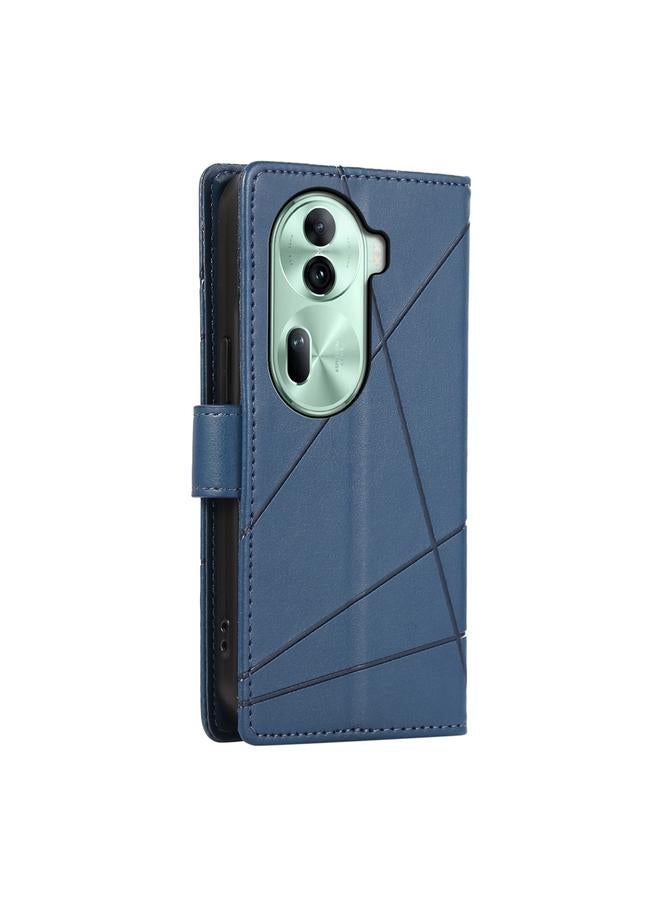 S-TOP Case For OPPO Reno11 PU Genuine Leather Texture Embossed Line Phone Case - Image 3