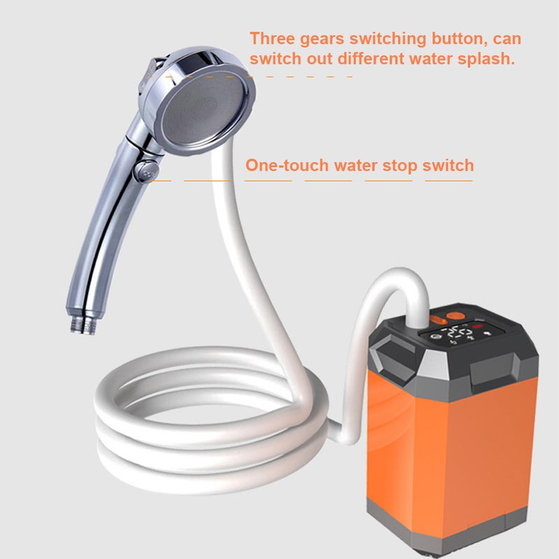 Portable Cordless Camping Shower Outdoor Electric Shower Pump Rechargeable Shower Large Capacity Hiking Traveling Shower Digital Display Bathe Tool - Image 5